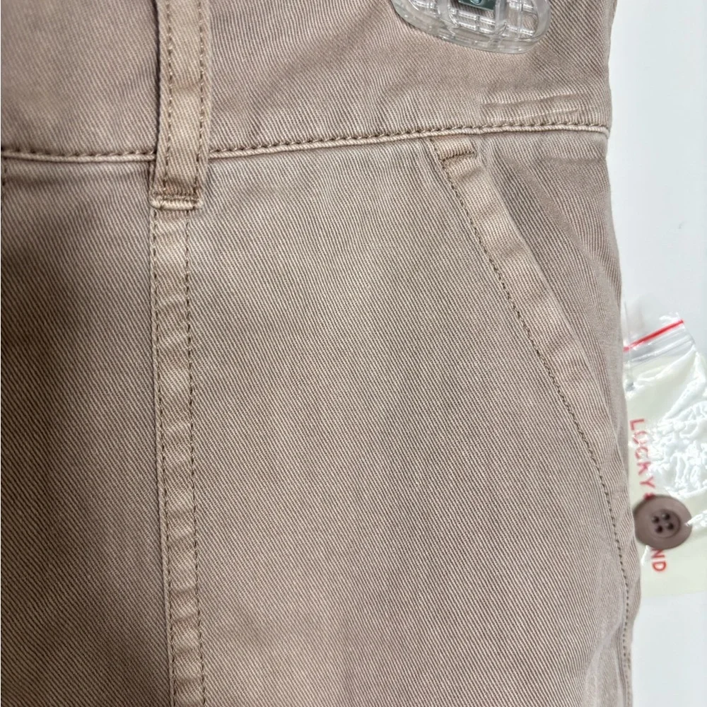 M1 New Lucky Brand Twill Cargo Pants Khaki High Rise Wide Leg Cotton‎ Soft XS
